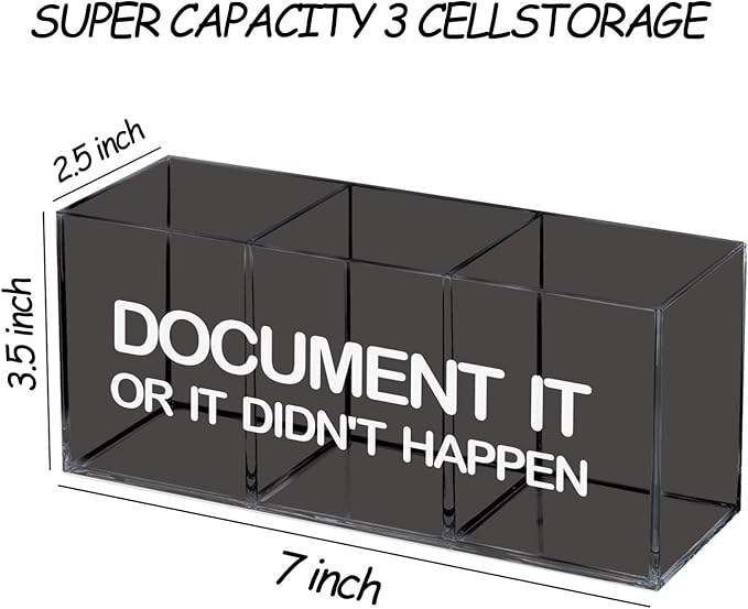 Funny Office Gifts Pen Holder for Desk, Human Resources Gifts, HR Gifts Pencil Holder, Document It or It Didn't Happen Acrylic Pen Pencil Holder Organizer for Office Desk Accessories