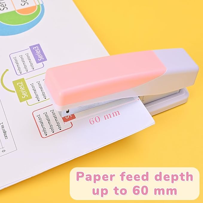 Temiary Morandi Desktop Stapler with 400 Standard Staples, 25 Sheet Capacity, Jam Free, No Effort Staplers for Classroom Office (Pink)