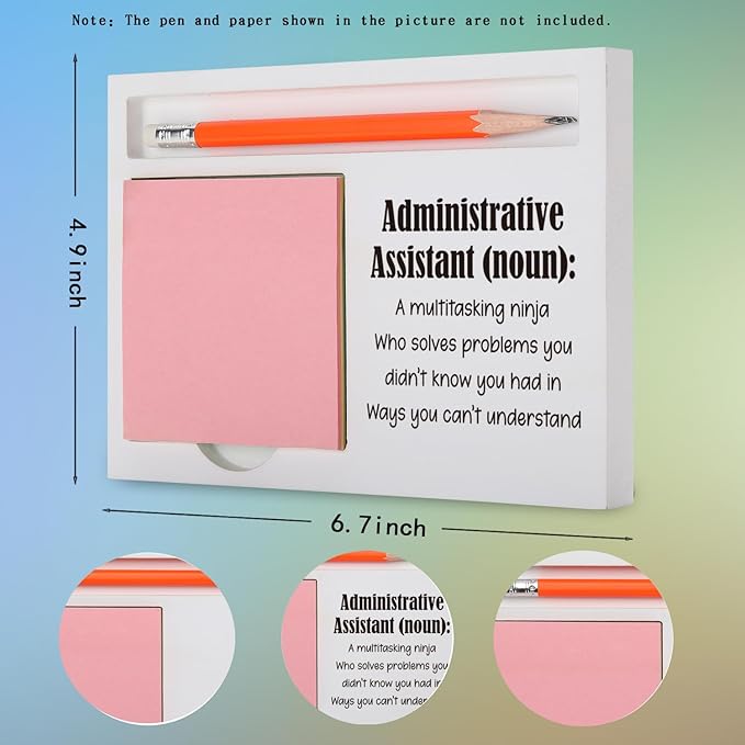 TRCENDE Administrative Assistant Gifts Funny Desk Organizer with Ninja Definition for Appreciation Farewell Administrative Professionals Day, Promotion Desk White Note Pad Holder XBCT3