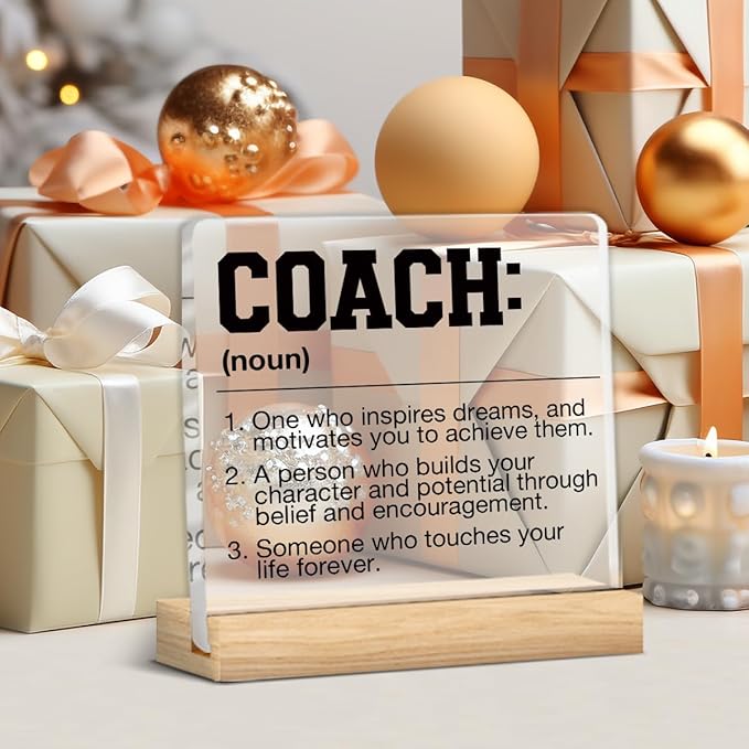 Coach Gifts for Men Women, Best Gift for Coaches, Gifts for Coach, Coach Definition Acrylic Desk Sign Office Decor