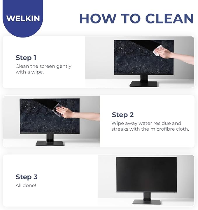 WELKIN 80 * 2 Electronics Cleaning Wipes - Non Toxic Screen Cleaner, Streak Free Touchscreen Cleaning for All Phones, Laptop, Computer, TV and Car,2 X Microfiber Cloth Included