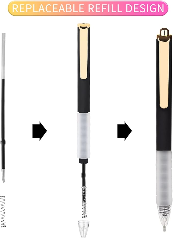 Pens Ballpoint Black Ink 1.0 mm Pen Medium Point Smooth Writing for Journaling Office Supplies Cute Pen for Women Men, 8 Pcs