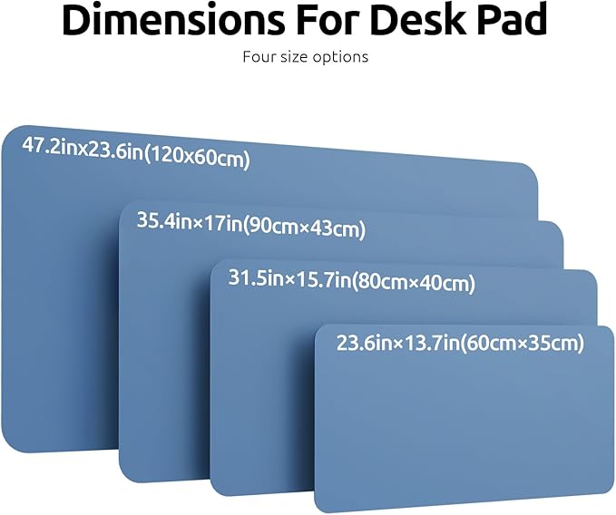 YSAGi Leather Desk Protector, Office Mat, Large Mouse Mat, Non-Slip PU Leather Blotter, Laptop Desk Mat, Waterproof Writing Pad for Office and Home (Sea Blue, 47.2" x 23.6")