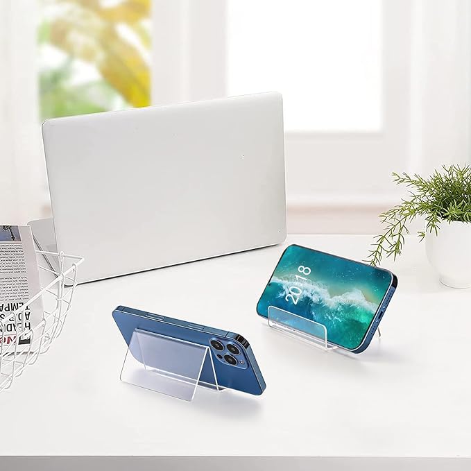 Hedume 12 Pack Business Card Holder for Desk, Office Acrylic Business Card Table Top Display Holders, Clear Name Card Holder Stand, Capacity: 50 Cards