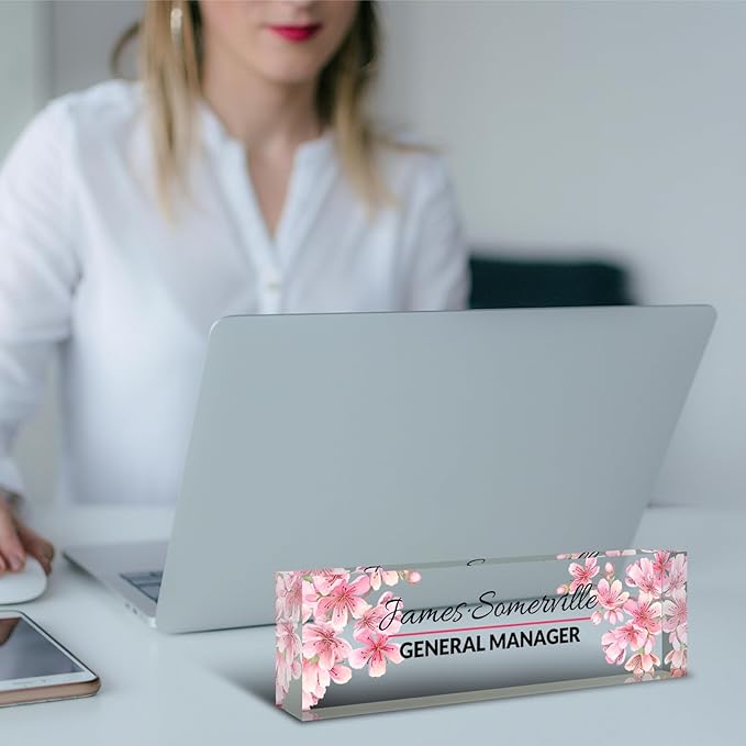 Desk Name Plate Personalized, Custom Name Plate for Desk, Acrylic Desktop Accessories, Office Gift & Decor for Women Men, Teacher Nurse Boss Employee Appreciation Gifts