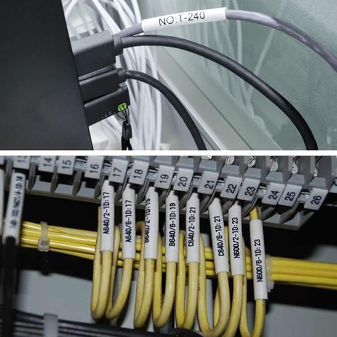 NineLeaf 2 Roll Black on White Heat Shrink Tubes Label Tape Compatible for Brother HSe-211 HSe211 HS211 HS-211 for P-Touch PT-7600 PT-D800W PT-H500 Label Maker - 5.8mm (0.23inch) x 1.5m (4.92ft)