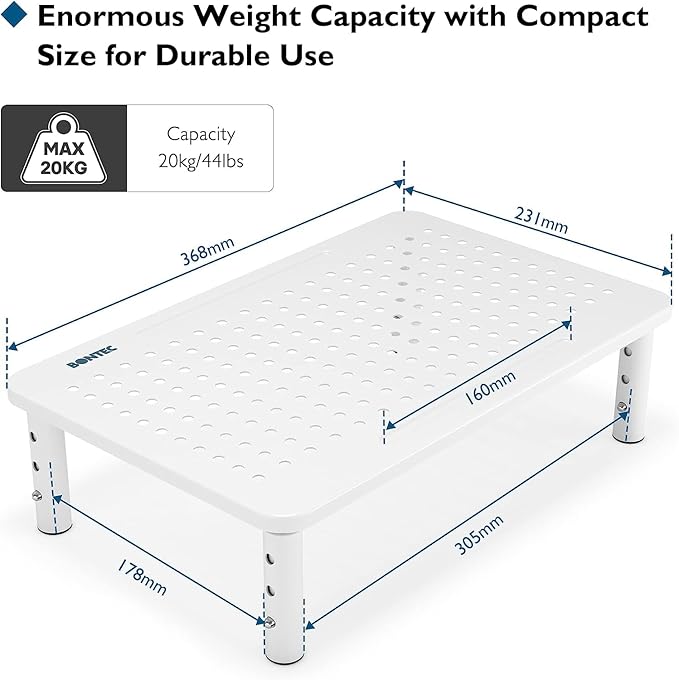 BONTEC 2 Pack 3 Height Adjustable Monitor Stand Riser with Pen Holder, Ergonomic Metal Laptop Stand with Cable Management, Desktop Stand for Computer, Printer, Monitor, Laptop, Black Steel, 14.5 in