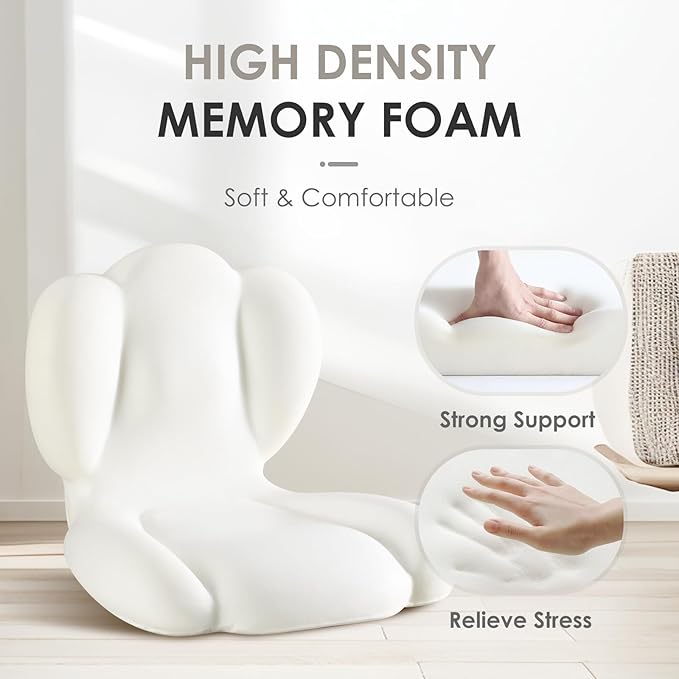 FLORICH Memory Foam Truck Seat Cushion with Adjustable Strap,Seat Cushion and Lumbar Support Pillow for Car Office Chair, Ergonomic Back Support & Sciatica Relief for Long Drives(Grey)