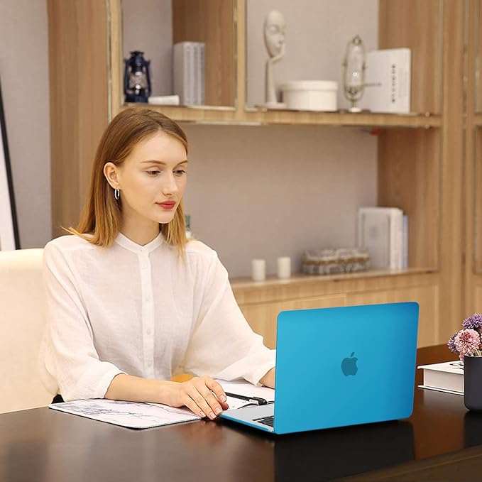 MOSISO Compatible with MacBook Air 13 inch Case 2025 2024 2023 2022 M4 A3240 M3 A3113 M2 A2681, Plastic Hard Shell&Keyboard Cover&Screen Film&Type C for MacBook Air 13.6 inch Case, Aqua Blue