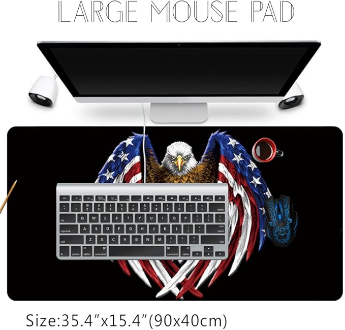 XXL Professional Large Mouse Pad & Computer Game Mouse Mat (35.4x15.7x0.1IN, US Eagle)