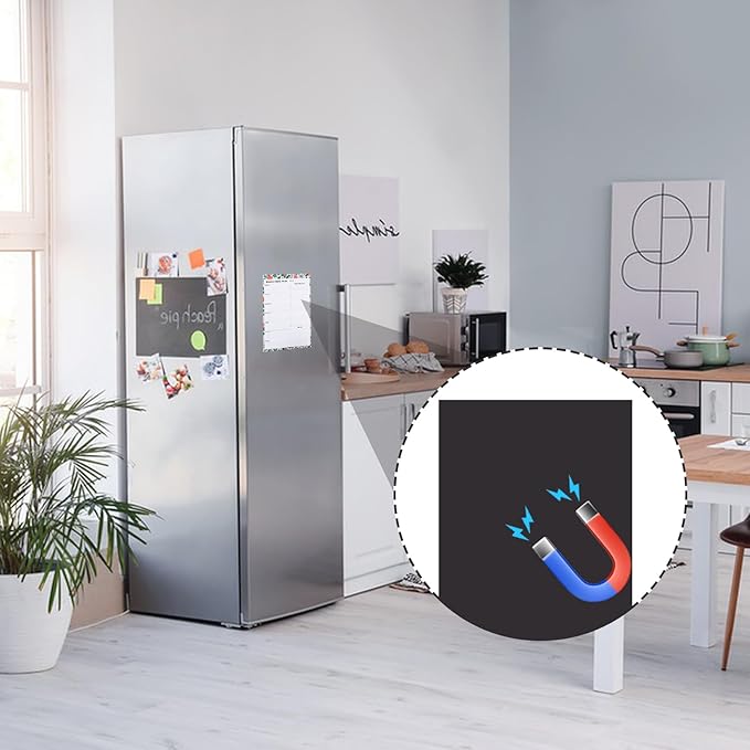 60 Sheet Meal Planner for Fridge, Magnetic Weekly Meal Planner & Grocery List with Tear-off Shopping List for Meal Prep, 7x10''-Flower Design