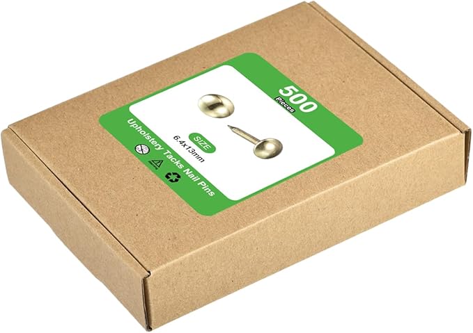 uxcell Upholstery Tacks Nail Pins Furniture, 1000Pcs 6.4x13mm Thumb Tack Pins Assortment Kit Carbon Steel for Home Sofa DIY Decorative Nail Heads Nails, Gold