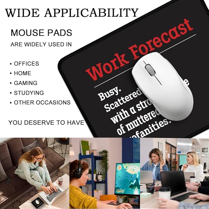 Work Forecast Rectangular Mouse Pad, Funny Employee Mousepad, Funny Sarcastic Mouse Pad Gift for Teacher Colleague Coworker,Office Humour Gift for Employee Manager Boss Colleague