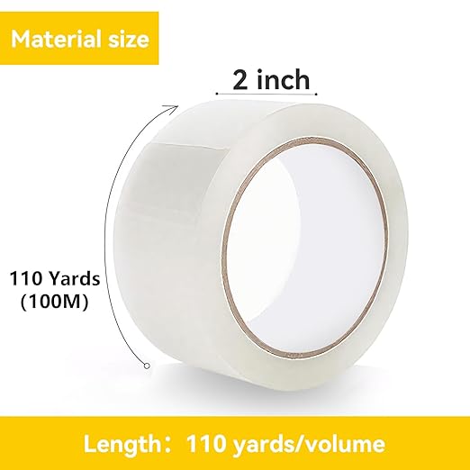 Clear Packing Tape 36 Rolls, Total 3960 yd., Heavy Duty Shipping Tape, Each 2 inch x 110 Yards x 2 mil Thick for Shipping, Packaging, Sealing and Moving