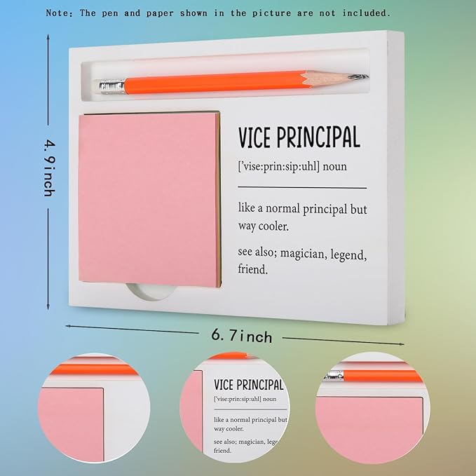 Vice Principal Gift Desk Organizer Funny and Heartfelt Note Pad Holder for Back to School Retirement Promotion, Appreciation Cool Assistant Principal Desk Decor XBCT4