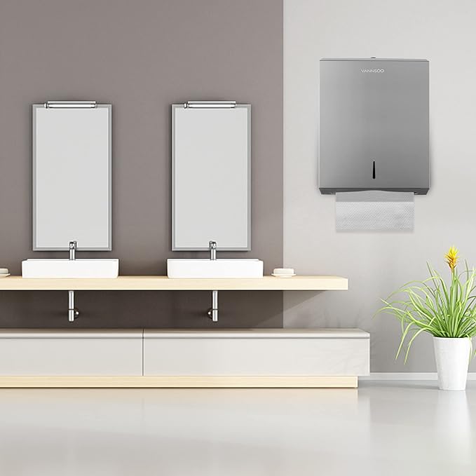 Paper Towel Dispenser, Commercial Stainless Steel Tri-fold/Multi-fold/C-Fold Paper Towel Holder Wall Mount Key (Brushed)