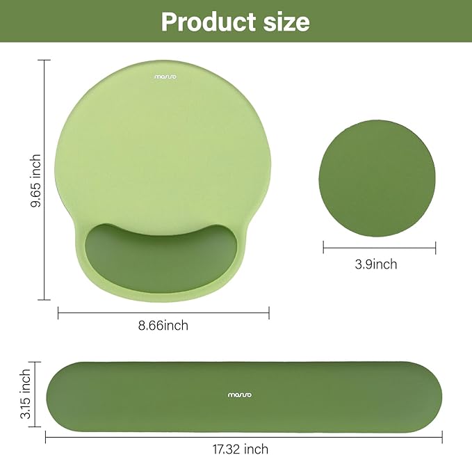 MOSISO Wrist Rest Support for Mouse Pad&Keyboard Set, Circle Curved Ergonomic Mousepad&Coaster Non-Slip Base Home/Office Pain Relief&Easy Typing Pad with Soft Cloth&Silicone Lining, Olive Green