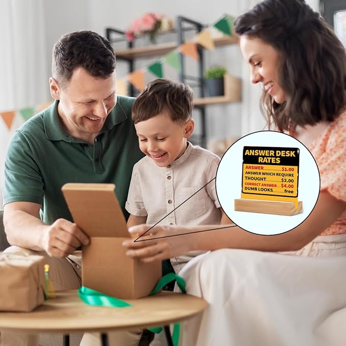 Funny Team Office Gifts, Answer Desk Rates Funny Acrylic Sign With Wooden Stand, Gag Fun Gifts for Coworker Employee Boss, Office Sign Tabletop Decor Desk Accessories Christmas Birthday Gift