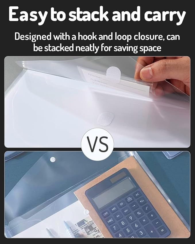 Forvencer Binder Pocket, 24 Pack Super Heavyweight Poly Binder Pocket with Tight Closure, Binder Folders Side Loading, 3 Ring Binder Pocket, Binder Dividers with Pockets, Letter Size, Clear