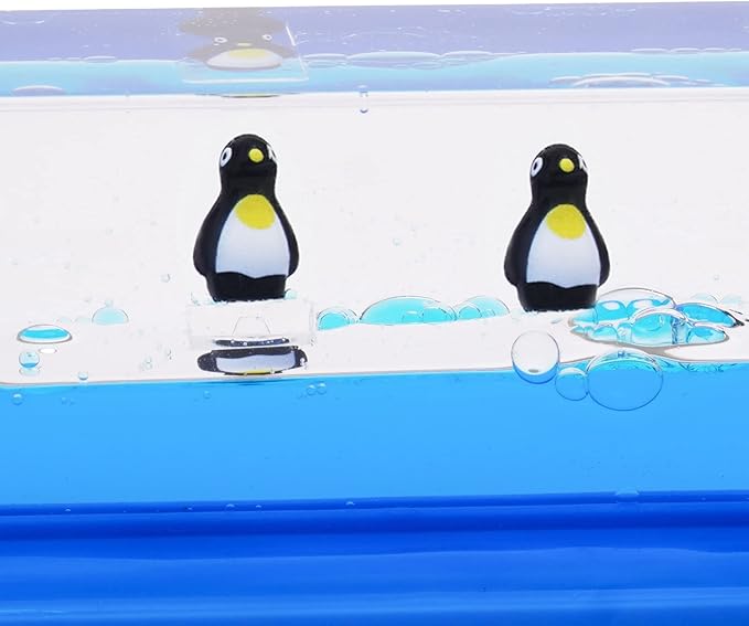 Honsheng Unsinkable Surfing Penguin Liquid Wave Paperweight Desk Sensory Toy Gifts for Kids Desk Stress Relievers for Adults
