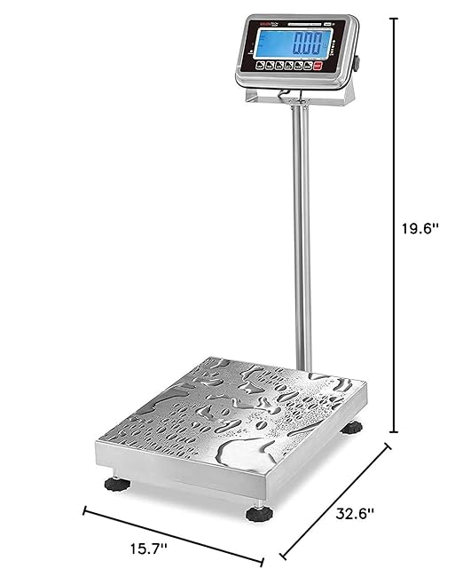 VisionTechShop TBWS-200 Washdown Stainless Steel Bench Scale, Lb/Kg/Oz Switchable, 200lb Capacity, 0.05lb Readability, NTEP Legal for Trade