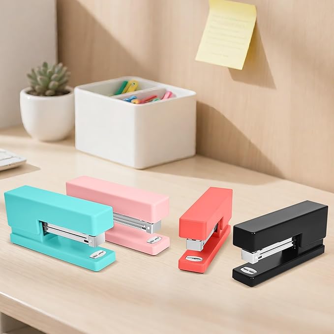 1 Desktop Stapler & 1 Tape Dispenser - 25 Sheet Capacity with 830 Staples and Staple Remover, Non-Slip for Office,School, Home & Classroom, Orange(Tape not Included)