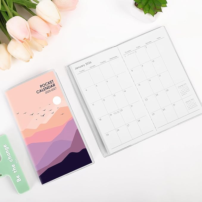 Pocket Calendar 2025-2027, Monthly Planner 2025-2027 - 3.7" x 6.7" - Runs from July 2025 Until December 2027, 2026 Pocket Calendar with PVC Cover for Organizing & Planning
