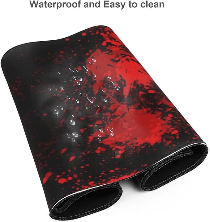Halloween Scary Bloody Handprint Mouse Pad XL Extended Desk Mat, Non Slip Rubber Base Stitched Edge Gaming Pc Desktop Large Mice Pad,31.5 x 11.8 Inch