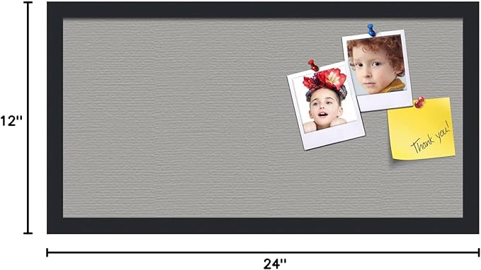 PinPix 24x12 Inch Cork Bulletin Board. This Decorative Framed Pin Board Comes with Dark Stone Design and a Satin Black Frame. Ideal for Home Office Decor or Message Board (PinPix-1808)