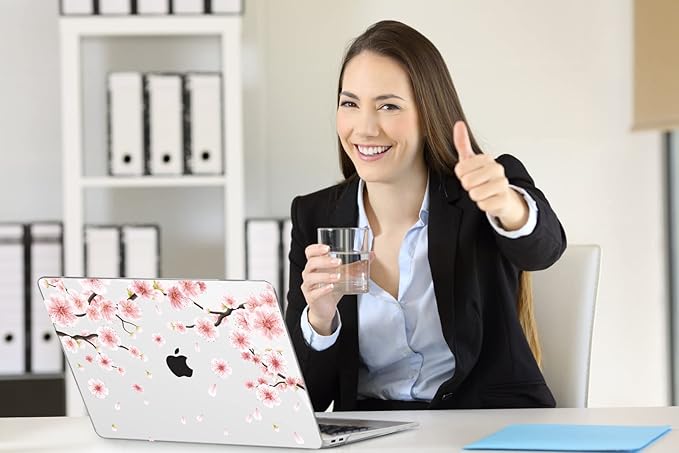 Teryeefi MacBook Pro 13 Case 2022 2021 2020-2016 Model M2 M1 A2338 A2289 A2251 A2159 A1989 A1706 with Touch Bar Touch ID, Plastic Hard Cover Shell + Keyboard Skin Screen Protector, Cherry Blossoms