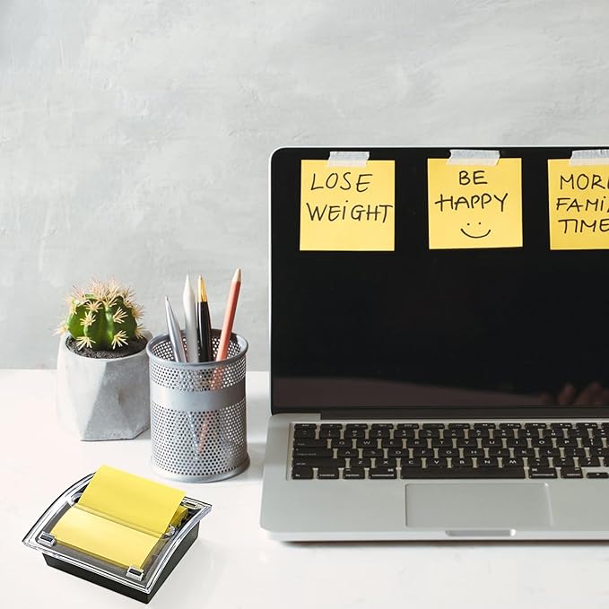 2 Pack Post it Note Dispenser with 4 Pad Pop up Sticky Notes,3x3 Inches Sticky Note Holder for Office Home Classroom Desk Supplies,100 Sheet/pad(4 Colors)