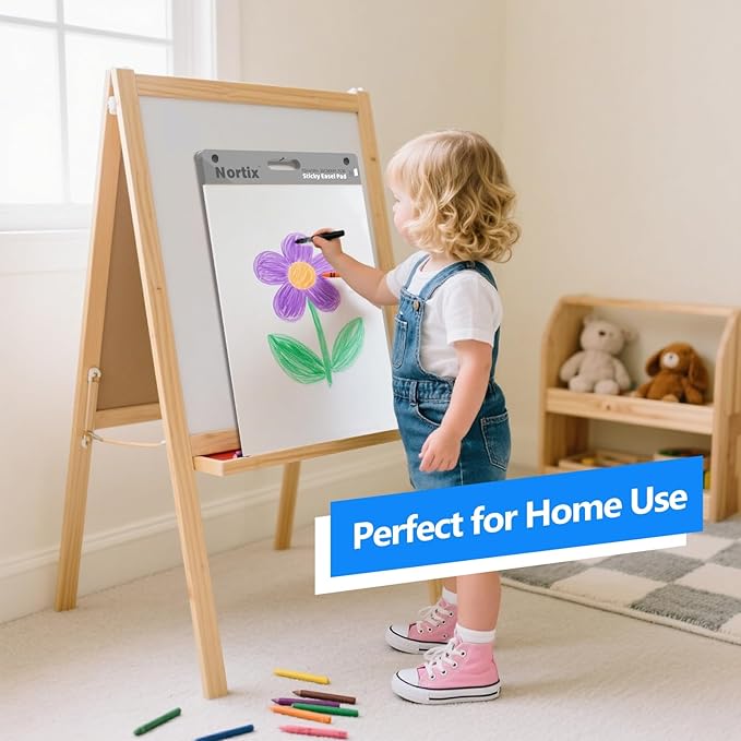 Nortix Flip Chart Paper, Sticky Easel Pads, Chart Paper for Teachers,Super Adhesive & Bleed-Resistant, Mini Self-Stick Easel Paper for Classroom/Office, 15 x 18 inch, 30 Sheets/Pad, 6 Pads