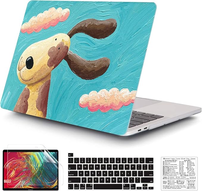 Compatible with MacBook Pro 13 Inch Case M2/M1 2025 2022-2017 A2338 A2289 A2251 A2159 A1989 A1706 A1708 Plastic Hard Shell Case&Keyboard Skin&Mac OS Keyboard Sticker (Oil Painting Dog)