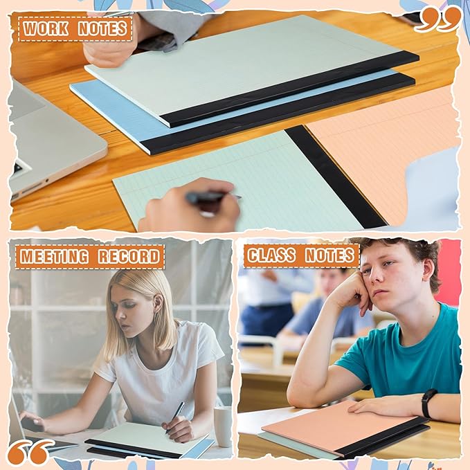 Lincia 12 Pcs 11" x 9.5" Legal Pads College Ruled Notepad Landscape Notebook Horizontal Lined Notebook 80 Gsm Assorted Colors Paper Pastel Writing Pads for School Office, 40 Sheet (Pastel Colors)