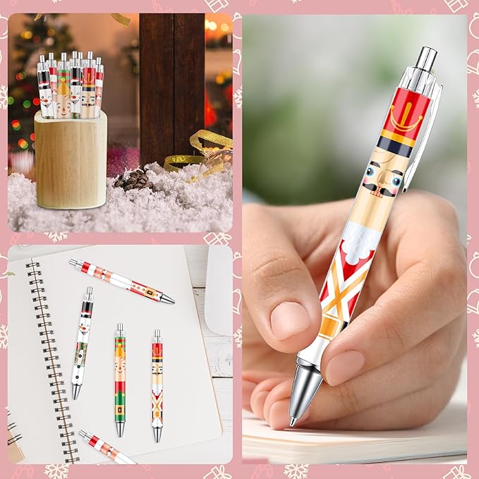 Christmas Characters Ballpoint Pens Gifts - Wxiben 36 Pcs Christmas Pens Set Snowman Nutcracker Santa Retractable Smooth Writing Pen Gift for Women Men Office Classroom Home Students Party School
