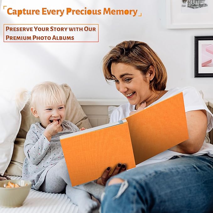 Photo Album Self Adhesive Scrapbook,Large Photo Book for 4x6,5x7,8x10 Pictures,DIY Album for Baby Wedding Family Travel Birthday,with Metallic Pen and Scraper