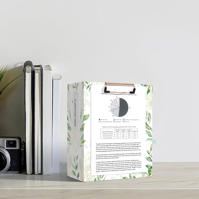 Ospelelf Small Three Ring Binder 2 Inch, Green Floral Round Ring Clipboard Binder with 5 Tab Dividers, for School and Office Supplies, Greenleaf