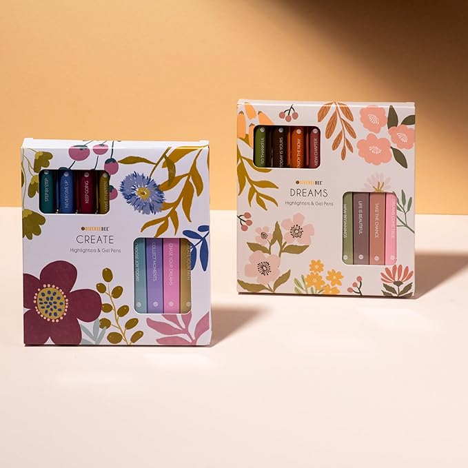DIVERSEBEE Aesthetic Highlighters and Gel Pens, Pastel Bible Highlighters No Bleed, 8 Pack Assorted Colors Cute Journaling Pens, Bible Study Supplies (Create)