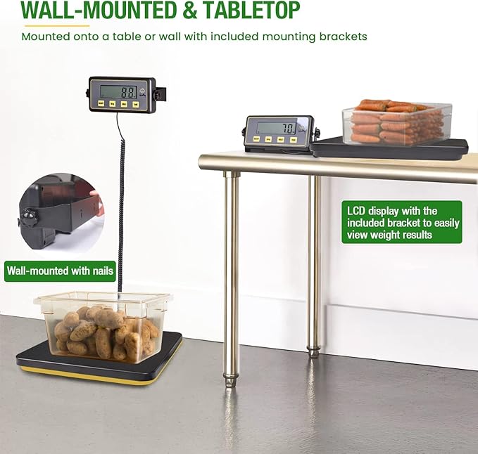 400lbs Commercial Scale Digital Receiving Scale with Anti-Slip Aluminum Platform, High Accuracy Food Scale with Hold/Tare/Auto-Off, Kitchen Scale with LCD Display for Restaurant/Cater