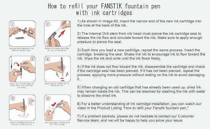 Customized Fountain pen with name (MADE IN USA), stainless steel, black and Silver, luxury engraved pen personalized for men and for women. (Fountain Black-Silver)