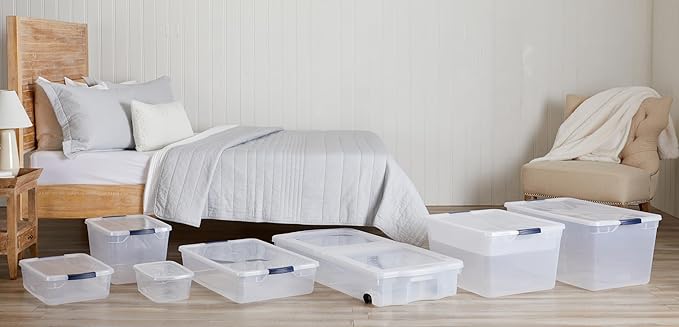 Rubbermaid Cleverstore 6 Qt Clear Storage Bins with Lids, 12-Pack, Stackable, BPA-Free, Made in USA