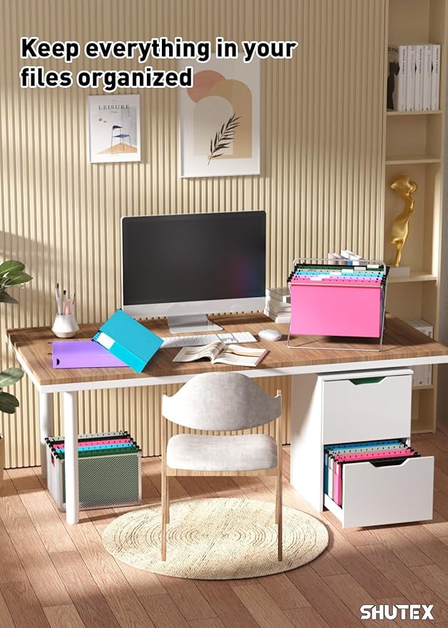 Extra Capacity Legal Size Hanging File Folders,12 Pack Reinforced Plastic Hanging Folder, Heavy Duty 2 Inch Expansion, Filing Cabinet Folders for Bulky Files, Medical Charts, Colorful