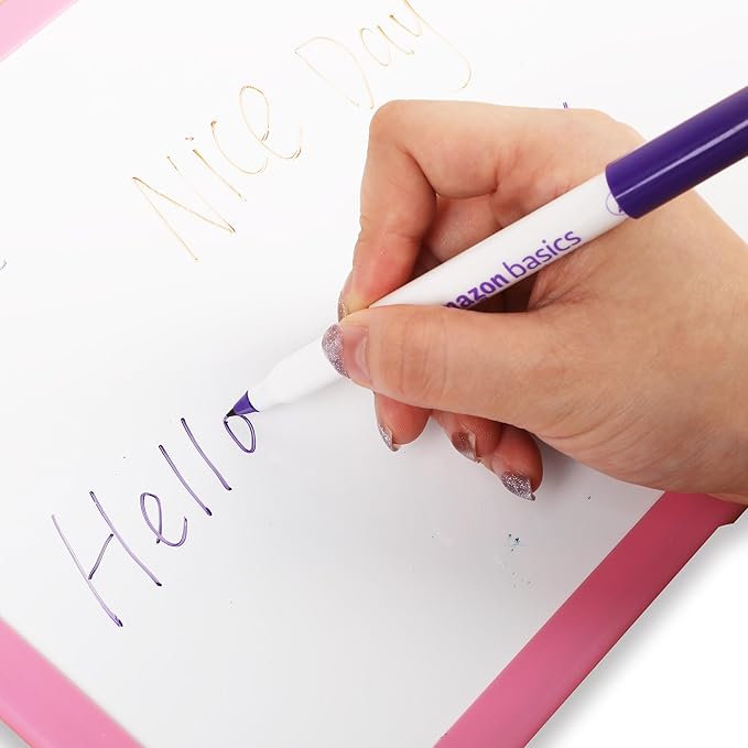 Amazon Basics Low Odor Ultra Fine Tip Dry Erase White Board Markers, Assorted Colors, 12-Pack