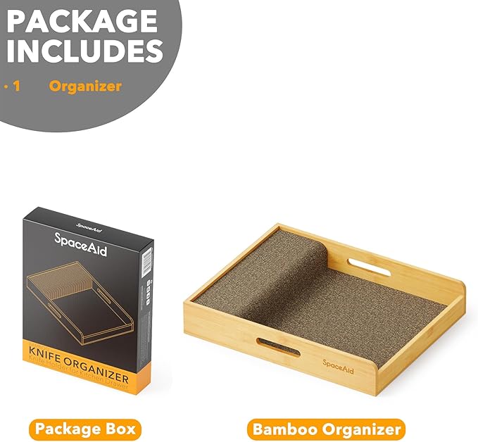 SpaceAid Large Knife Drawer Organizer Bamboo Insert Dock, Kitchen Steak Knives Holder Organizers Block for Drawer in Storage Organization (Large)