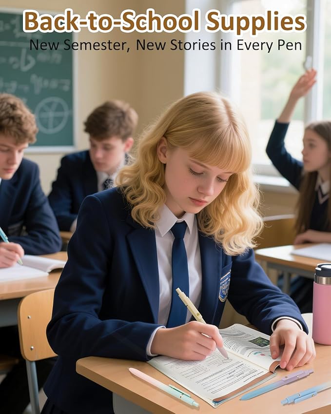 FIOVER Gel Pens, 6 Pcs 0.7mm Comfort Grip Quick Dry Black Ink Pens Fine Point Smooth Writing Pens, Cute Office Back to School Supplies Gifts for Women (12PCS Gradient Black Ink)