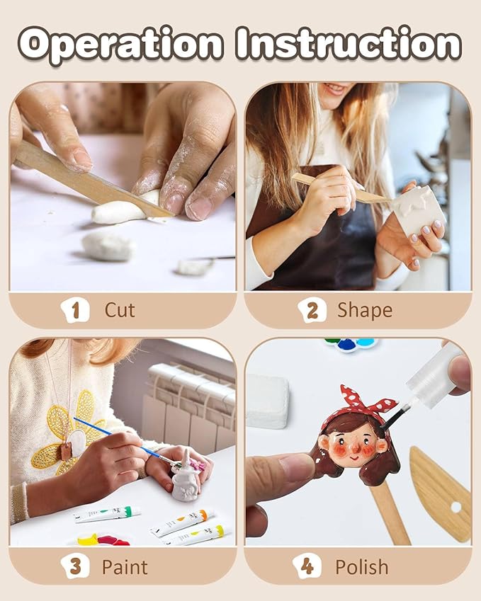 Air Dry Clay Kit for Adults & Kids with Exclusive Stamp | Extra Clay - Complete Sculpting Pottery Kit with Tools & Painting for DIY Ceramic Art, The Gift for Christmas & Thanksgiving