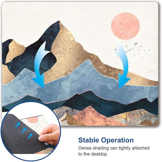 Mouse Pad, Cute Mountain Sunrise Mouse Pads, Square Washable Cloth Personalized Mouse Mat with Design, Gaming Office Home Non-Slip Rubber Base Computer Mousepad