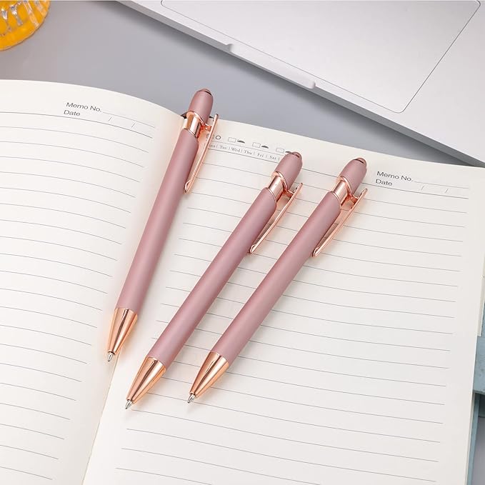 12 PCS 2 in 1 Stylus Ballpoint Pen with Stylus Tip, 1.0 mm Black Ink Metal Pen Stylus Pen for Touch Screens (Rose Gold & Gold)