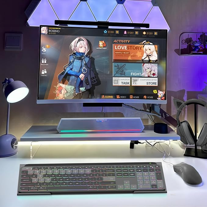 WINFFOR Comfortable Computer Keyboard Stand - Ergonomic Keyboard Riser Acrylic Tilted Keyboard Holder for Easy Typing&Working at Home Office - Fits All Keyboard Sizes - 17'' Wide (Matte Black)