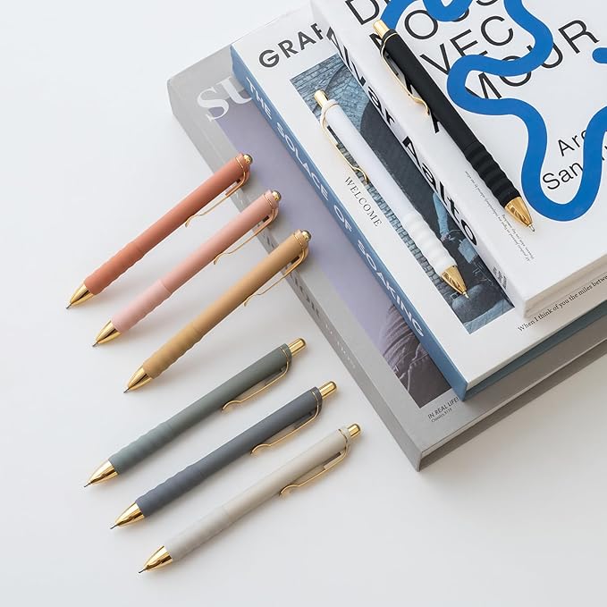 Ballpoint Pens Black Ink Ball Point Pen with Super Soft Grip Medium Point 1.0mm Office Pens (Gold 12-count)